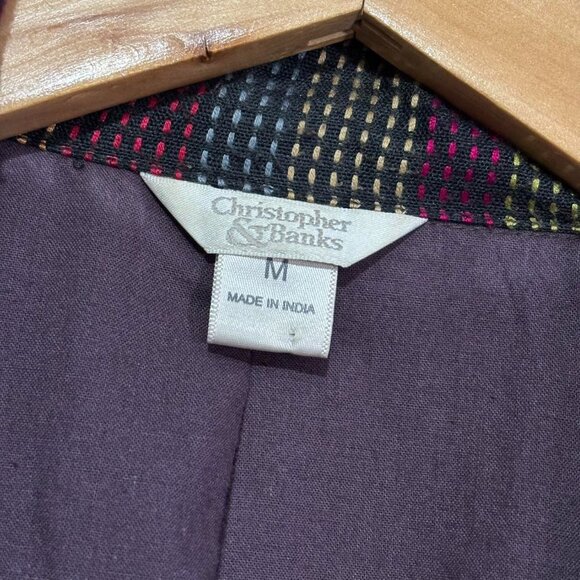 Christopher & Banks Vintage Embroidered Vest Size Medium Patched Mixed Media - Picture 7 of 8